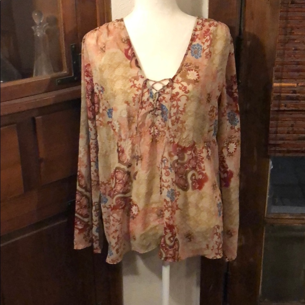 Boho long sleeve empire-waist top